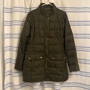 Women’s Barbour long quilted jacket — size 12 — dark green